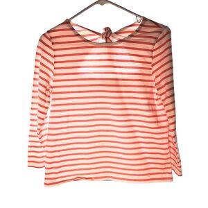 J. Crew Coral and White Striped Long-Sleeve Tee